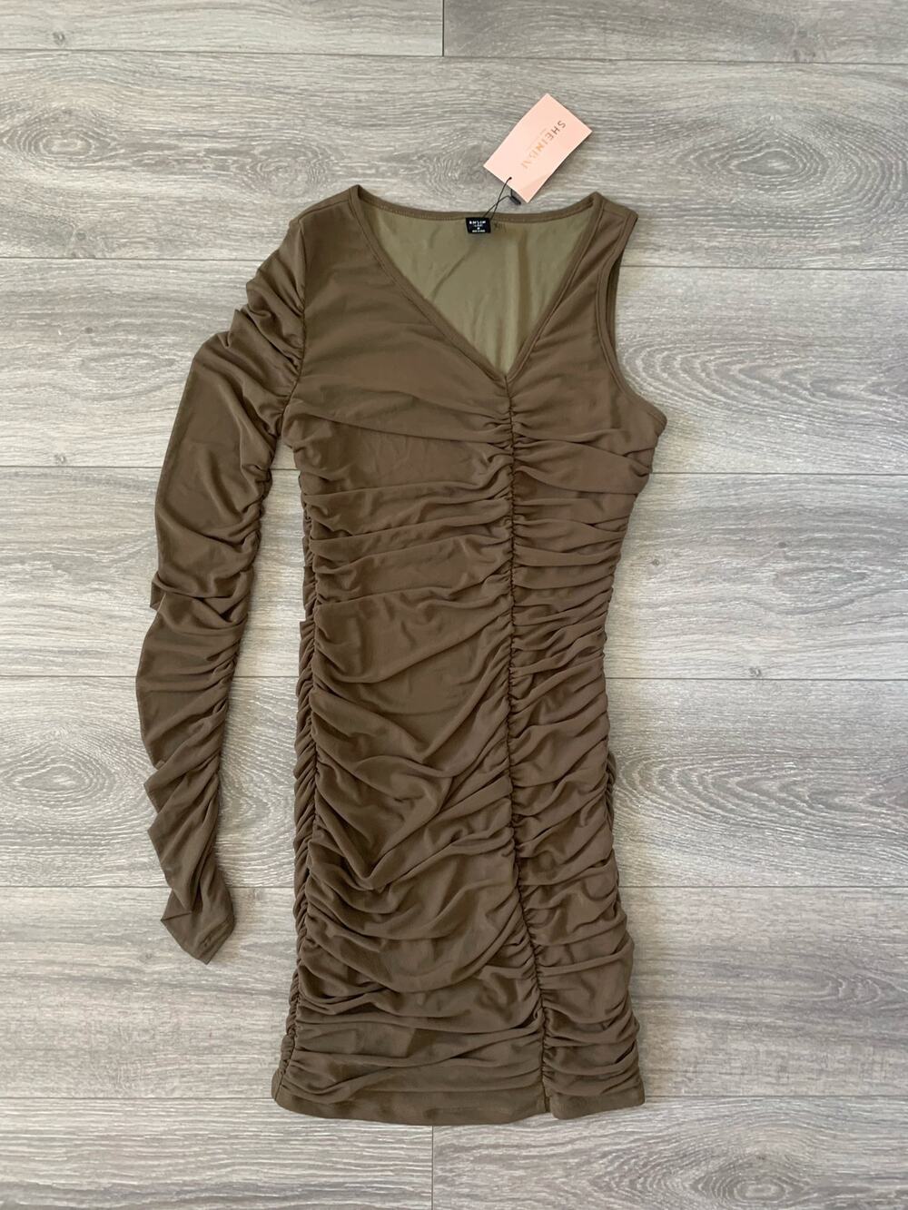New Shein Bae One Shoulder Mesh Bodycon Dress Size Medium